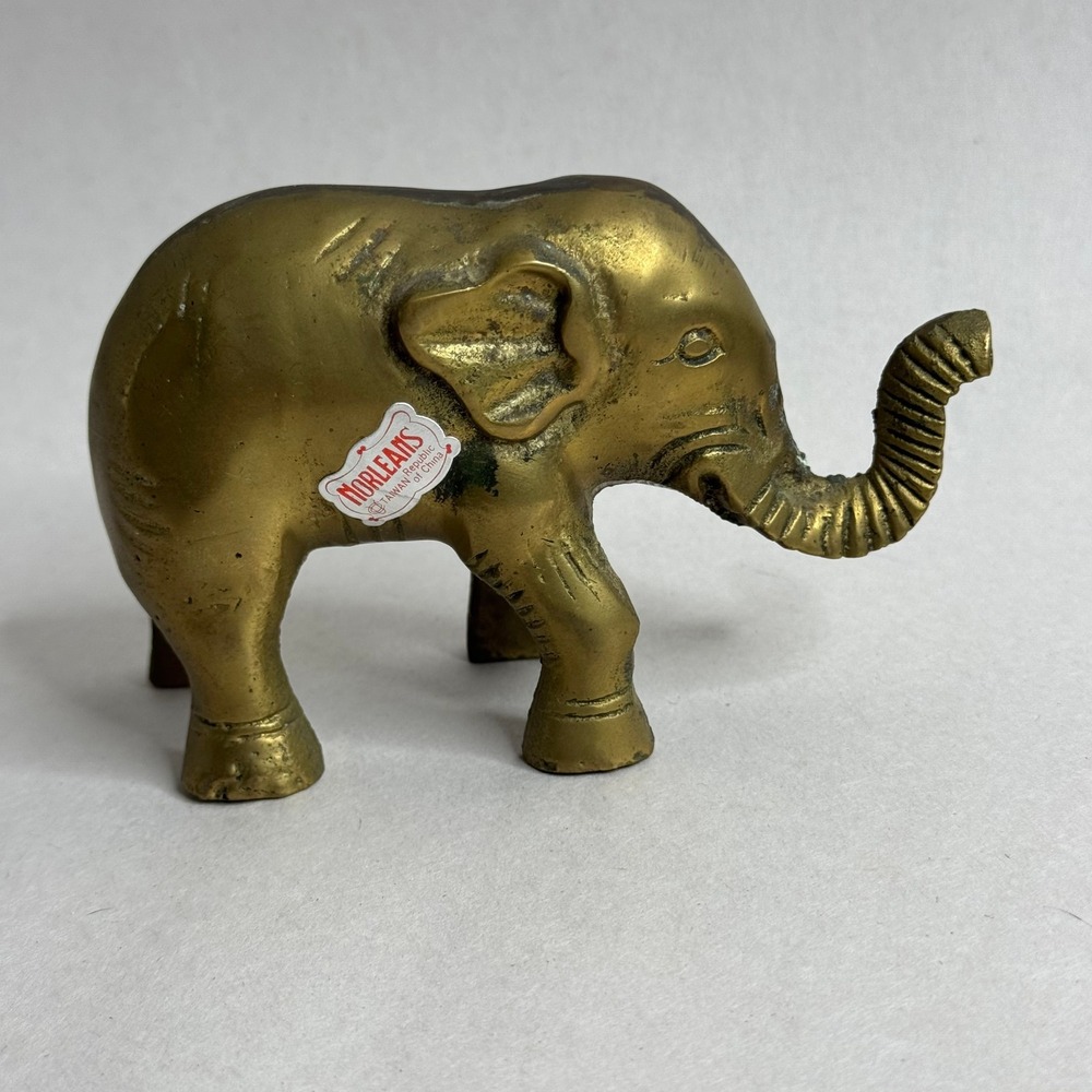 Vintage Brass Elephant Figurine‎ Norleans Taiwan, Republic of China